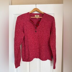 Woolrich Pullover Sweater Size Large Petite Raspberry Heather Ramie Wool U4
